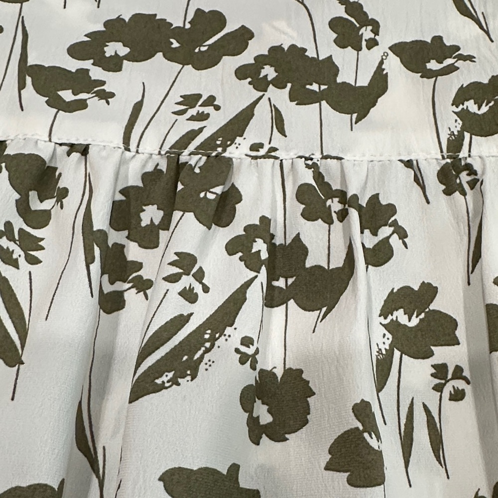 Monday Fun Floral Print Sleeveless Camisole in Olive on White - Picture 10 of 10